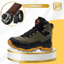 Kit Bota Masculina Safety em 100% Couro Legítimo (à Prova D'Água e Antiderrapante) + 3 BRINDES Limitados