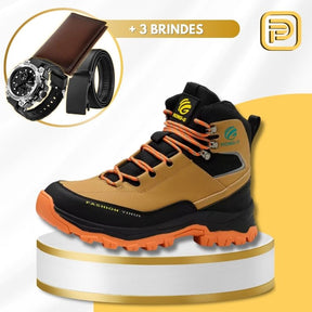 Kit Bota Masculina Safety em 100% Couro Legítimo (à Prova D'Água e Antiderrapante) + 3 BRINDES Limitados