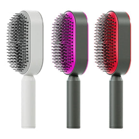 Escova de cabelo feminina auto limpante