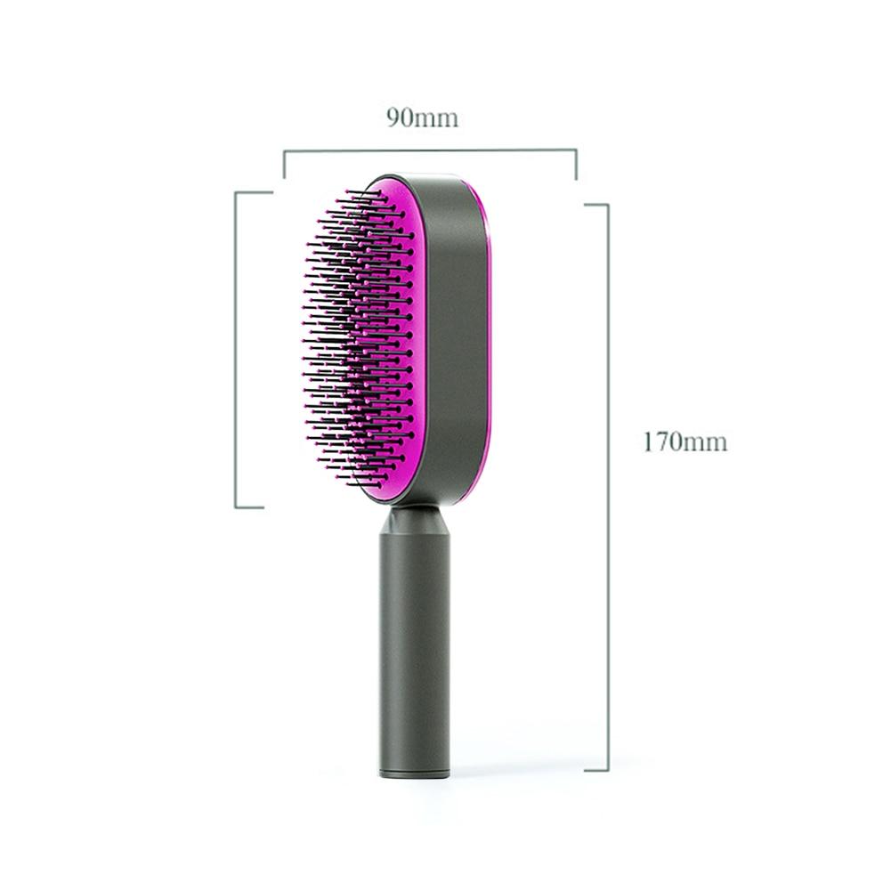 Escova de cabelo feminina auto limpante